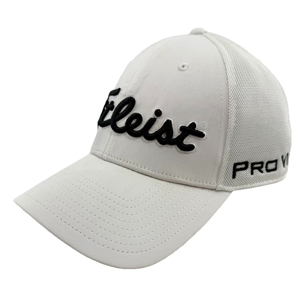 Titleist Golf Tour Sports Mesh Staff Hat/Cap White with Black - SIZE:‎ L/XL EUC